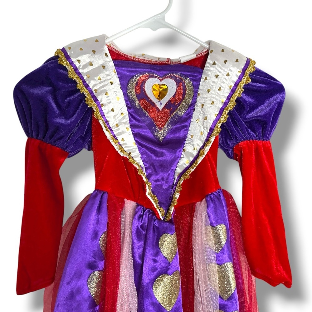 Alice Wonderland Costume Queen of Hearts Red Purple Gold Cracker Barrel Girl 4/5 - Picture 13 of 16